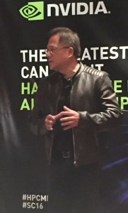Jen-Hsun Huang, founder and chief executive officer of NVIDIA speaks to reporters at SC16.